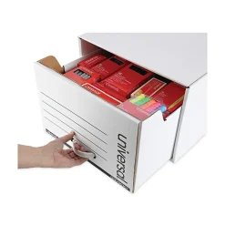 File Storage|Universal Heavy-Duty Storage Box Drawer, Legal Size, White, 6/Carton (UNV85301)