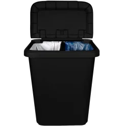 Dual Function XL Trash Can, 20.4 Gallons, Black, 2/Pack (HFTCOM2280075-2)<Hefty Hot