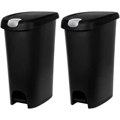 Lockable Step On Trash Can, 12 Gallon, Black, 2/Pack (HFTCOM225807545)<Hefty Sale