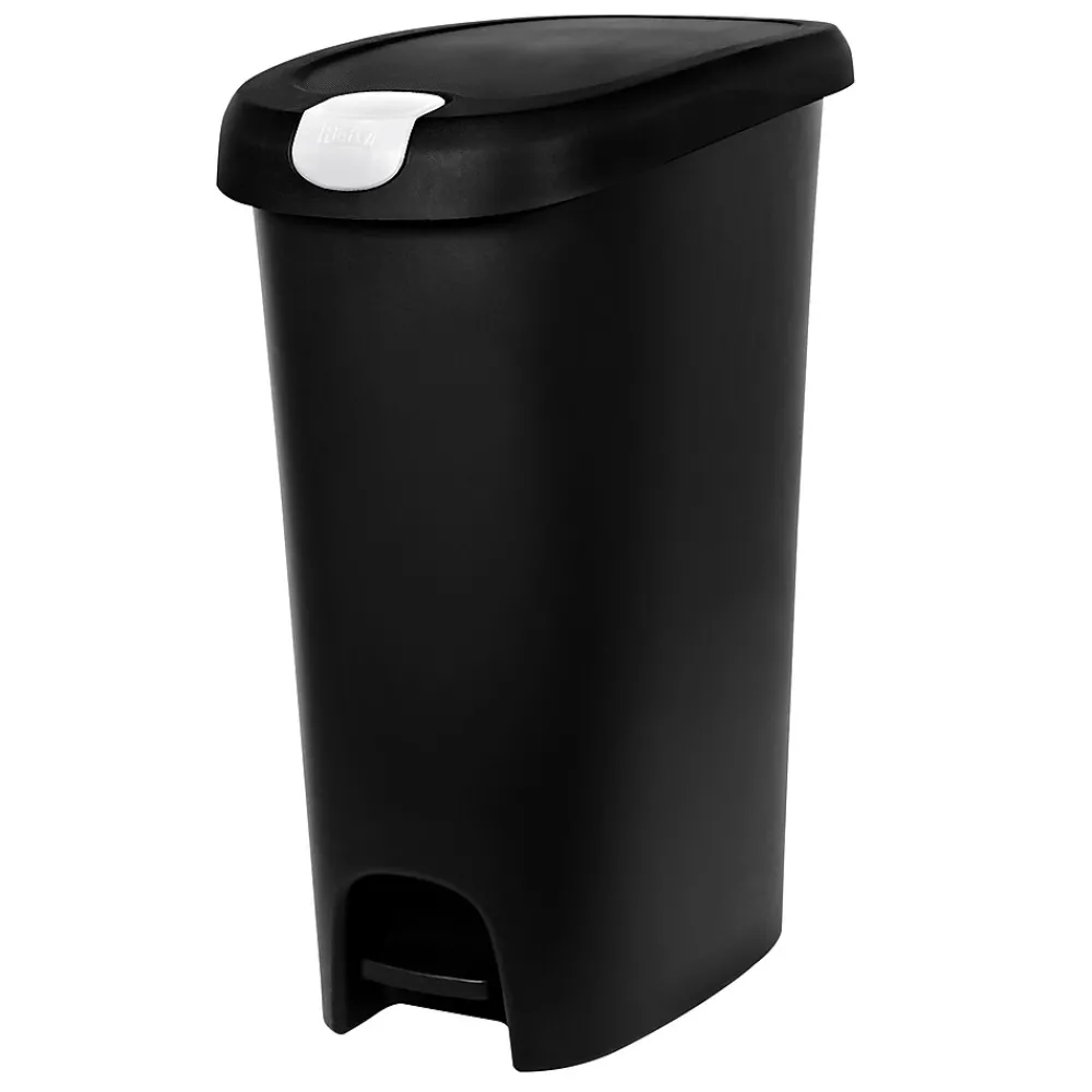 Lockable Step On Trash Can, 12 Gallon, Black, 2/Pack (HFTCOM225807545)<Hefty Sale