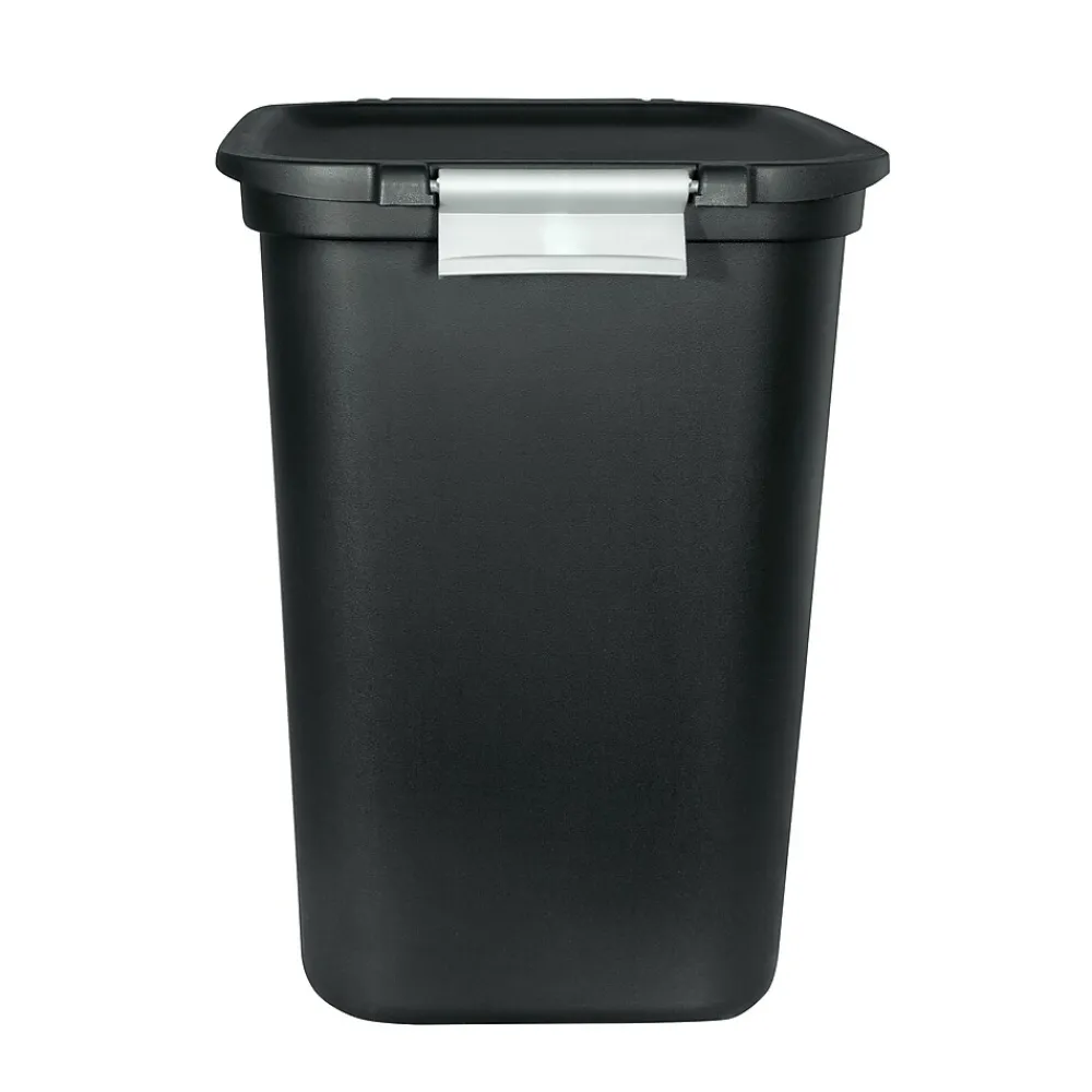 Locking Hinged Lid Trash Can, 7.7 Gallons, Black, 2/Pack (HFTCOM229207507)<Hefty Online