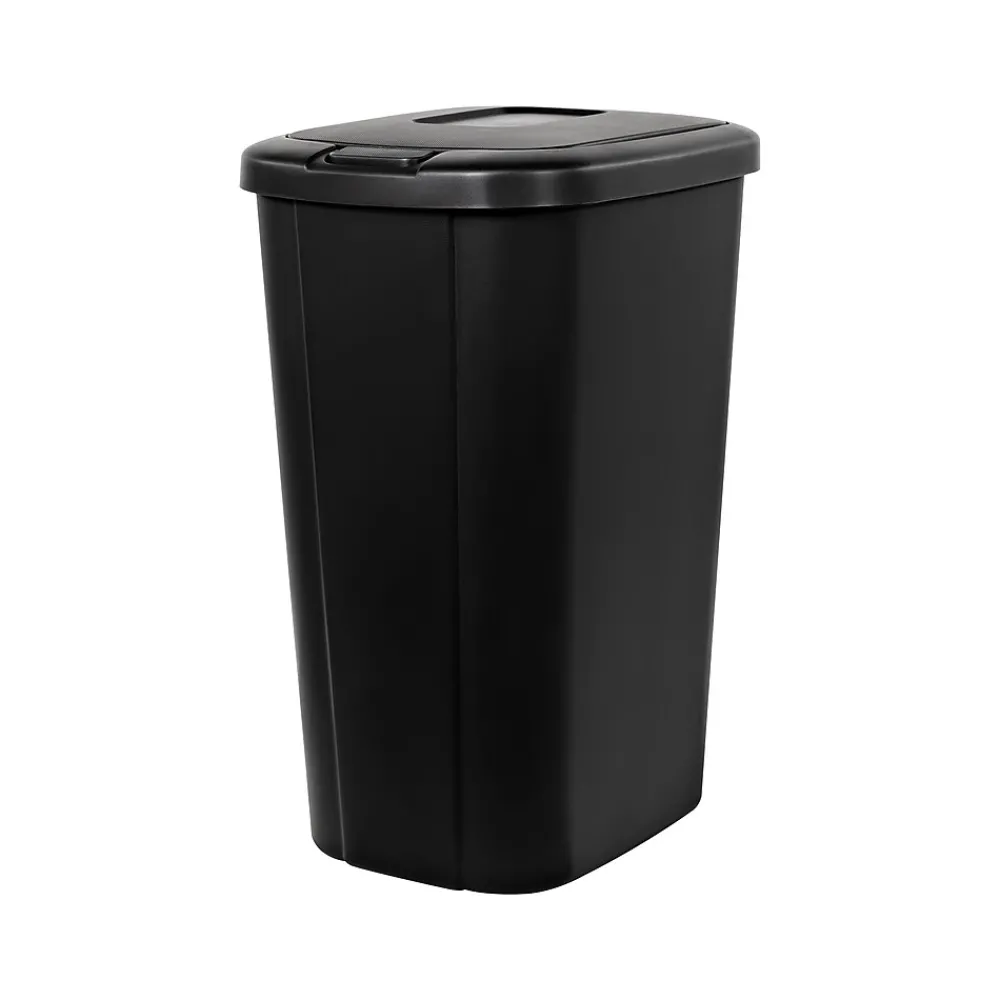 Polypropylene Trash Can with Lid, Black, 13.3 Gal. (2166-075)<Hefty Hot