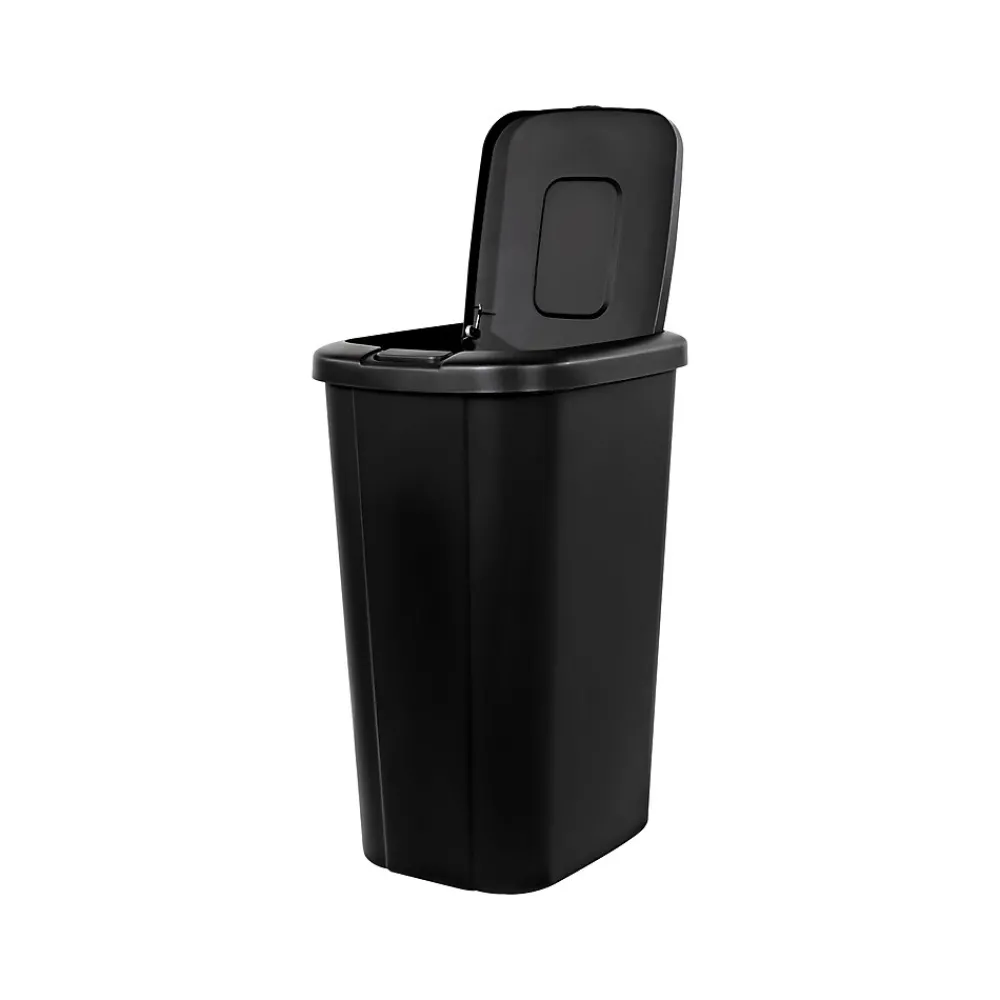 Polypropylene Trash Can with Lid, Black, 13.3 Gal. (2166-075)<Hefty Hot