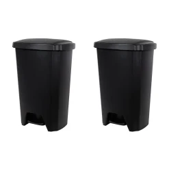 Step On Trash Can, Black, 12.2 Gallon, 2/Pack (2198HFTCOM075)<Hefty New