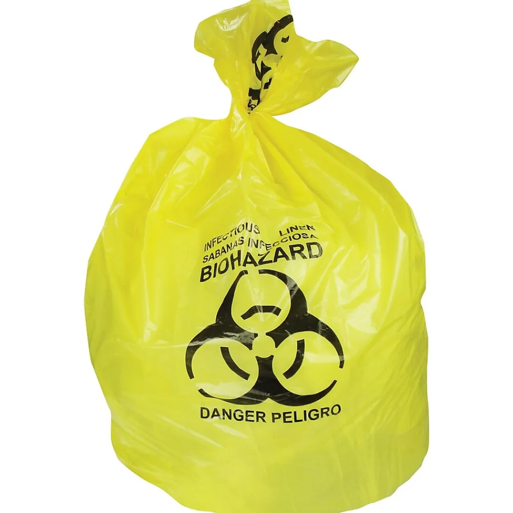 Heritage 30 Gal. Biohazard Liners, Yellow, 43"L x 30"W, 200/Carton (A6043PY)<Heritage Bag Best