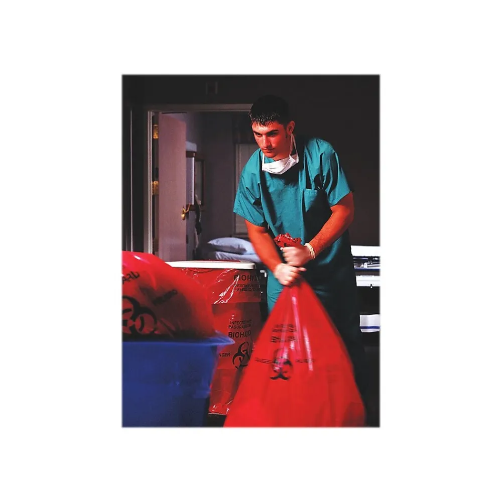 Heritage 30 Gal. Biohazard Liners, Red, 43"L x 30"W, 200/Carton (A6043PR)<Heritage Bag Hot