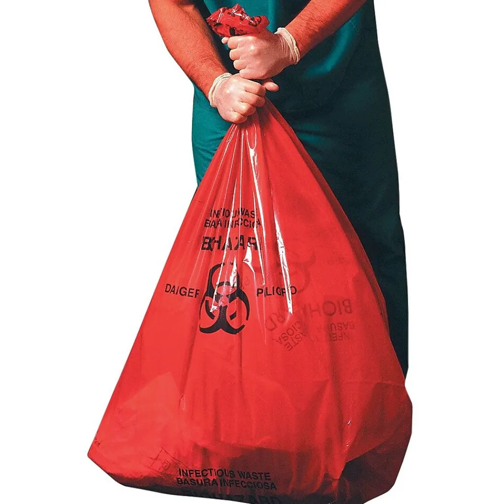 Heritage 30-33 Gallon Healthcare Printed Biohazard Trash Bags/Liners, 33x40, High Density, 14 Mic, Red, 250/Carton (Z6640HR P01)<Heritage Bag New