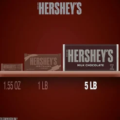 Hershey's Milk Chocolate Snack Size, Candy Bars Jumbo Bag, 19.8 oz (246-00015)