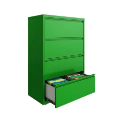 File Cabinets*Hirsh HL10000 Series 4-Drawer Lateral File Cabinet, Locking, Letter/Legal, Screaming Green, 36
