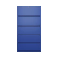 File Cabinets*Hirsh HL10000 Series 5-Drawer Lateral File Cabinet, Locking, Letter/Legal, Classic Blue, 36" (24260)