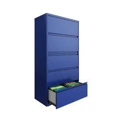 File Cabinets*Hirsh HL10000 Series 5-Drawer Lateral File Cabinet, Locking, Letter/Legal, Classic Blue, 36