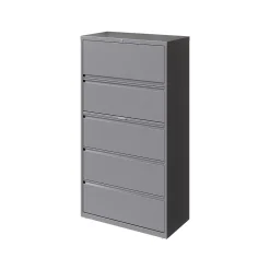 File Cabinets*Hirsh HL10000 Series 5-Drawer Lateral File Cabinet, Locking, Letter/Legal, Arctic Silver, 36