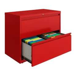 File Cabinets*Hirsh HL10000 Series 2-Drawer Lateral File Cabinet, Locking, Letter/Legal, Lava Red, 36