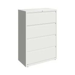 File Cabinets*Hirsh HL10000 Series 4-Drawer Lateral File Cabinet, Locking, Letter/Legal, White, 36" (23702)