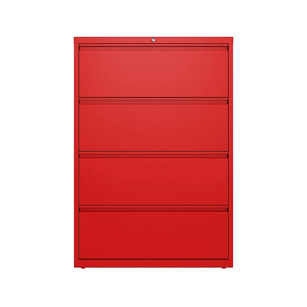 File Cabinets*Hirsh HL10000 Series 4-Drawer Lateral File Cabinet, Locking, Letter/Legal, Lava Red, 36" (24255)