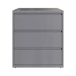 File Cabinets*Hirsh HL10000 Series 3-Drawer Lateral File Cabinet, Locking, Letter/Legal, Arctic Silver, 36" (23745)