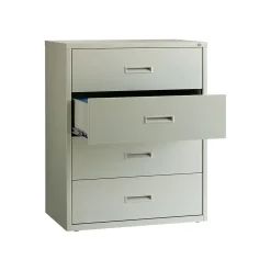 File Cabinets*Hirsh HL1000 Series 4-Drawer Lateral File Cabinet, Letter/Legal Size, Lockable, 52.5"H x 30"W x 18.63"D, Light Gray (19440)