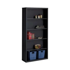 Bookcases*Hirsh HL8000 Series 72"H 5-Shelf Bookcase with Adjustable Shelves, Black Steel (21996)