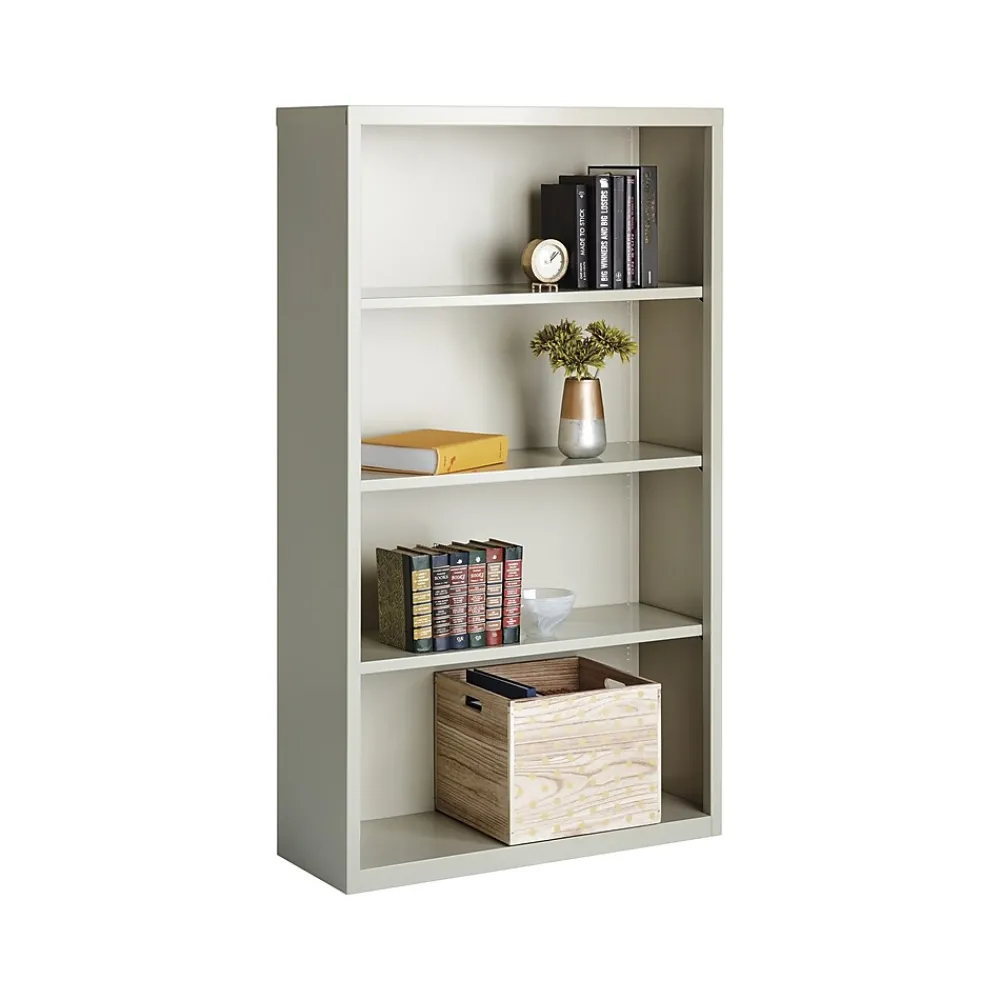 Bookcases*Hirsh HL8000 Series 60"H 4-Shelf Bookcase with Adjustable Shelves, Light Gray Steel (21994)