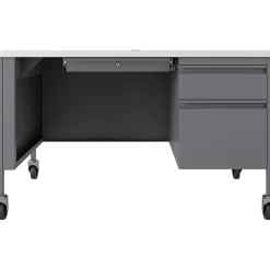 Computer Desks*Hirsh Teacher's 48"W Mobile Single-Pedestal Teacher's Desk, Platinum/White (22647)