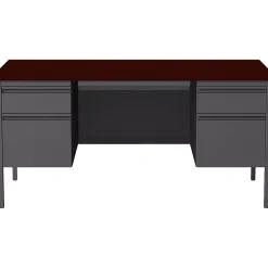 Computer Desks*Hirsh 60"W Double-Pedestal Computer Desk, Charcoal/Mahogany (20102)