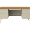 Computer Desks*Hirsh 60"W Double-Pedestal Computer Desk, Putty/Oak (20100)