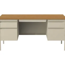 Computer Desks*Hirsh 60"W Double-Pedestal Computer Desk, Putty/Oak (20100)