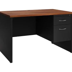 Computer Desks*Hirsh 48"W Single-Pedestal Desk, Black/Walnut (20539)