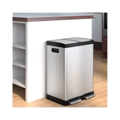 Stainless Steel Trash Can & Recycling Bin Combo, 16-Gallon, Silver (HLSS16R)<HLS Commercial Hot