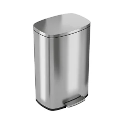 Stainless Steel Step Trash Can with Hinged Lid, 13.2-Gallon, Silver (HLSS13R)<HLS Commercial Outlet