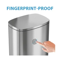 Stainless Steel Step Trash Can with Hinged Lid, 13.2-Gallon, Silver (HLSS13R)<HLS Commercial Outlet