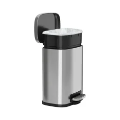 Stainless Steel Step Trash Can with Hinged Lid, 1.32-Gallon, Silver (HLSS01R)<HLS Commercial New