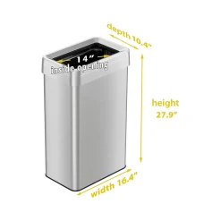 Stainless Steel Trash Can with Open Lid, 18-Gallon, Silver (HLS18UOT)<HLS Commercial Best