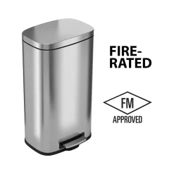 Stainless Steel Trash Can with Hinged Lid, 8-Gallon, Silver (HLSS08RFR)<HLS Commercial Hot