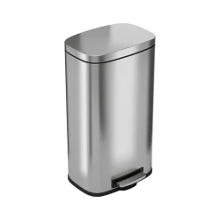 Stainless Steel Step Trash Can with Hinged Lid, 8-Gallon, Silver (HLSS08R)<HLS Commercial Online