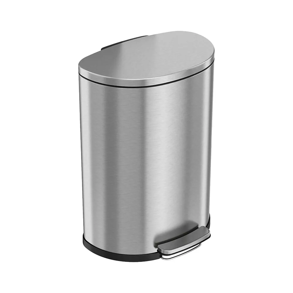Stainless Steel Trash Can with Hinged Lid, 13.2-Gallon, Silver (HLSS13DFR)<HLS Commercial Best
