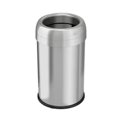 Stainless Steel Trash Can with Open Lid, 13-Gallon, Silver (HLS13STR)<HLS Commercial Outlet