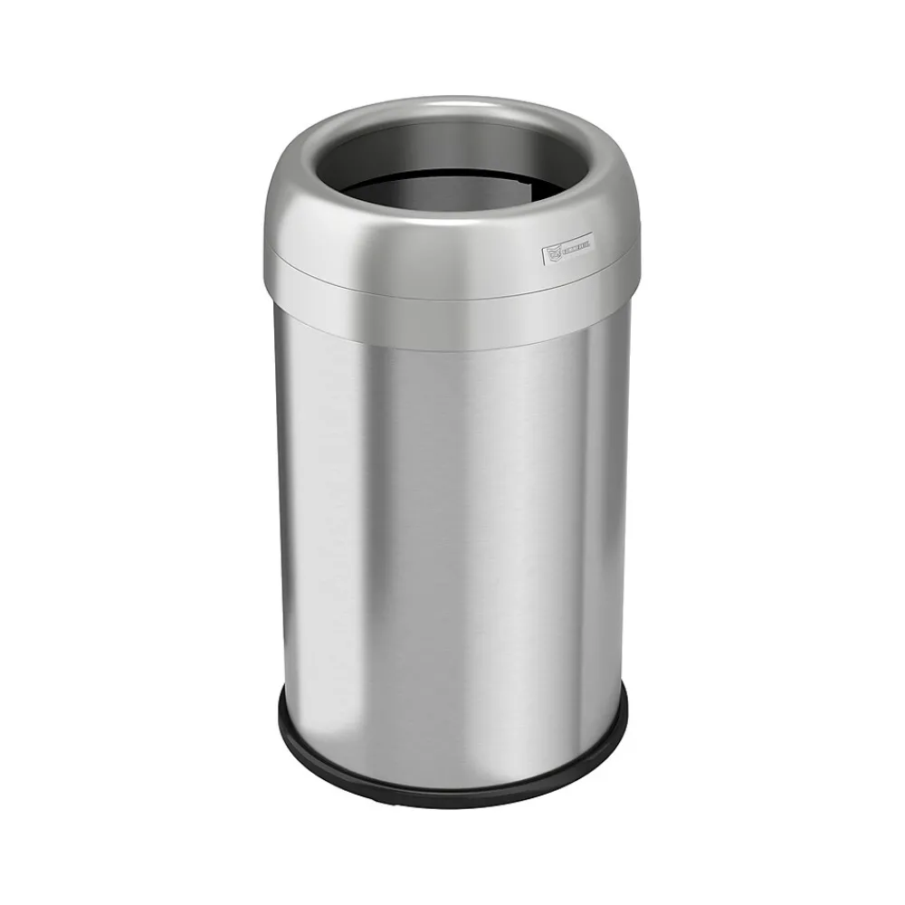 Stainless Steel Trash Can with Open Lid, 13-Gallon, Silver (HLS13STR)<HLS Commercial Outlet