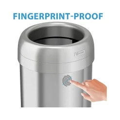 Stainless Steel Trash Can with Open Lid, 13-Gallon, Silver (HLS13STR)<HLS Commercial Outlet