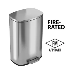 Stainless Steel Trash Can with Hinged Lid, 13.2-Gallon, Silver (HLSS13RFR)<HLS Commercial Outlet
