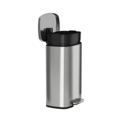 Stainless Steel Trash Can with Hinged Lid, 13.2-Gallon, Silver (HLSS13RFR)<HLS Commercial Outlet