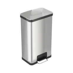 Stainless Steel Step Trash Can with Hinged Lid, 18-Gallon, Silver (HLS18SS)<HLS Commercial