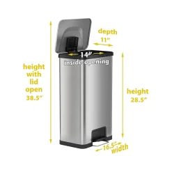 Stainless Steel Step Trash Can with Hinged Lid, 18-Gallon, Silver (HLS18SS)<HLS Commercial