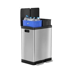 Stainless Steel Trash & Recycling Bin Combo, 16-Gallon, Silver (HLSS16RFR)<HLS Commercial Clearance