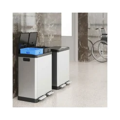 Stainless Steel Trash & Recycling Bin Combo, 16-Gallon, Silver (HLSS16RFR)<HLS Commercial Clearance