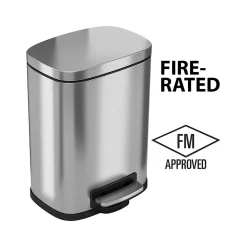Stainless Steel Trash Can with Hinged Lid, 1.32-Gallon, Silver (HLSS01RFR)<HLS Commercial Discount