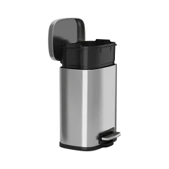Stainless Steel Trash Can with Hinged Lid, 1.32-Gallon, Silver (HLSS01RFR)<HLS Commercial Discount
