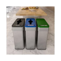 Stainless Steel Compost Bin, 21-Gallon, Silver/Green (HLS21UOTCOP)<HLS Commercial New