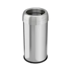 Stainless Steel Trash Can with Open Lid, 16-Gallon, Silver (HLS16STR)<HLS Commercial Clearance
