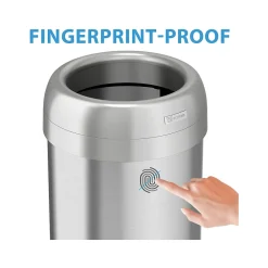 Stainless Steel Trash Can with Open Lid, 16-Gallon, Silver (HLS16STR)<HLS Commercial Clearance